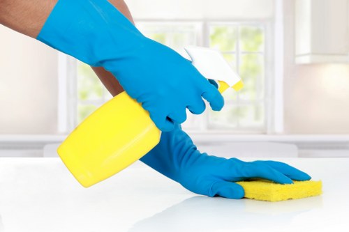 Careful carpet cleaning preparation in a Harrow home