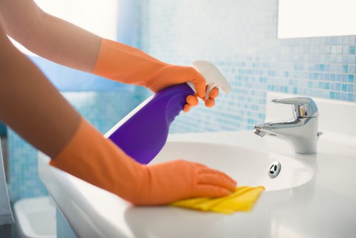 Spot treatment and deep cleaning for stained sofa fabric