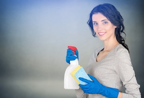 Carpet cleaner in Harrow using advanced equipment on a hallway carpet